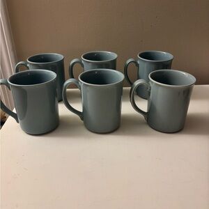 Set of 6 solid blue Corning coffee mugs